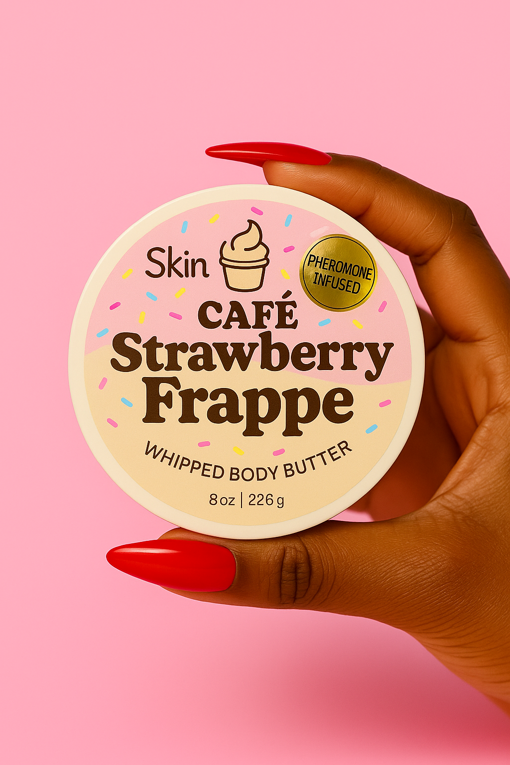 Skin Café: Strawberry Frappe Whipped Body Butter (Pheromone-Infused)
